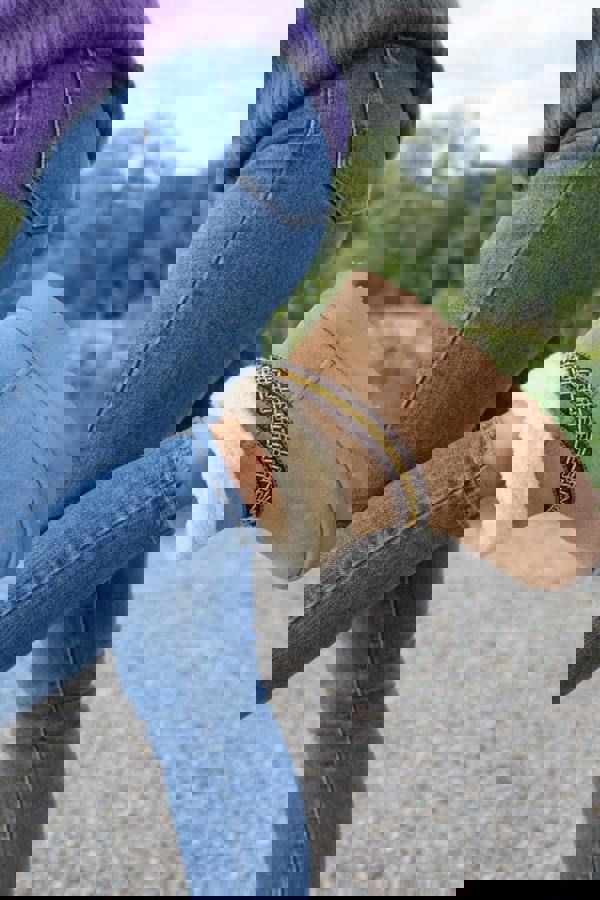 Trendy Trotters Women’s Camel Suede Faux Fur Lined Ankle Boots - Complete With Aztec Trim