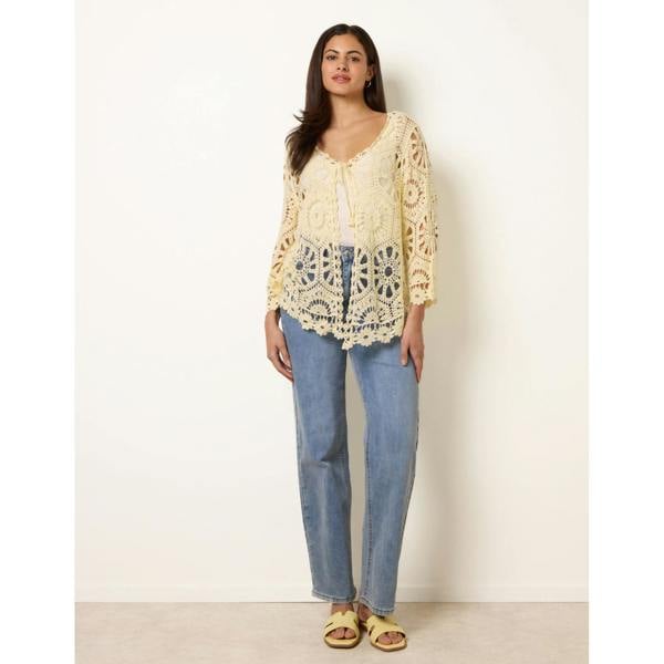 Blue Vanilla Long-Sleeved Crochet Cardigan