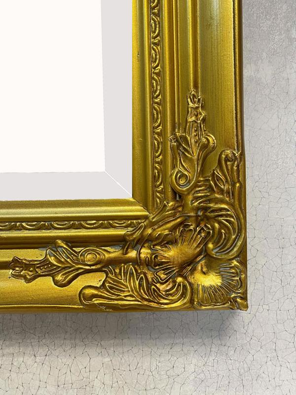 Downton Interiors Antique Gold Wood Frame Wall Mirror with Bevelled Glass 53cm x 43cm