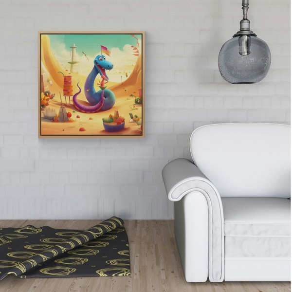 Warren Reed Snake On A Beach Holiday Framed Canvas