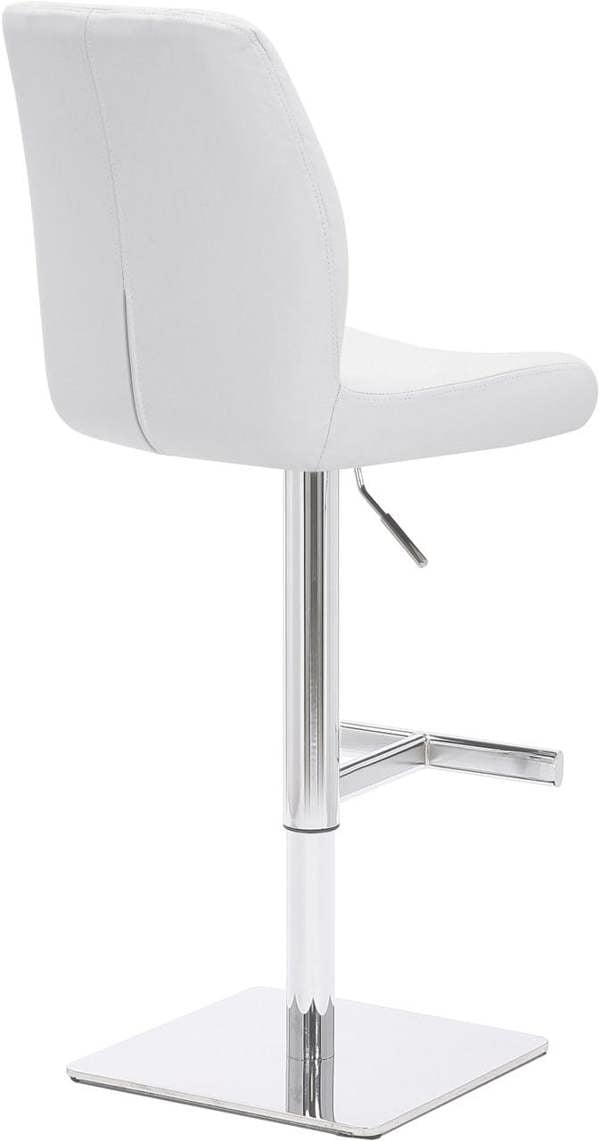 Lamboro Ravenna Signature White Real Leather Bar Stool, Chrome & Weighted Base, Home & Kitchen