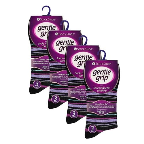 Gentle Grip 12 Pairs Ladies Cotton Rich Everyday Socks Gentle Grip Soft Top Comfort Socks