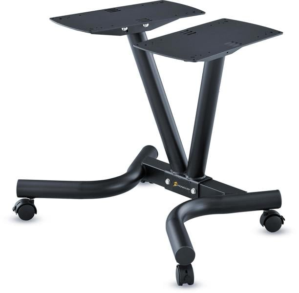 Strongology Durable Steel Universal Adjustable Dumbbell Floor Stand, Space Saver Adjustable Weights Rack with 2 40kg Adjustable Dumbbells