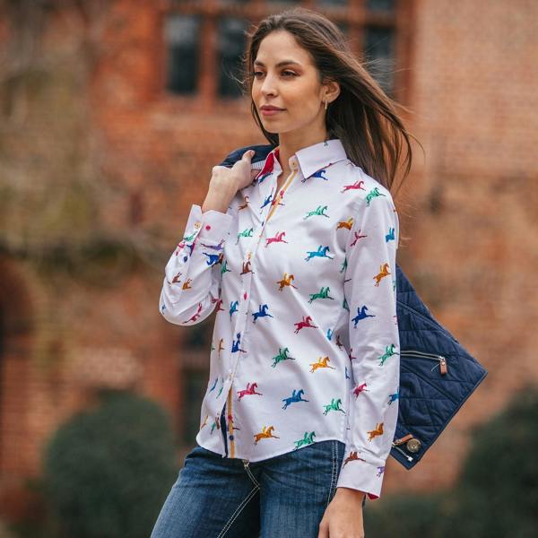 HORSE AND RIDER  WOMENS  PRINT SHIRT - Premium Men's Patterned Shirt by Claudio Lugli | Bold Design, Tailored Fit, Best Printed Shirts