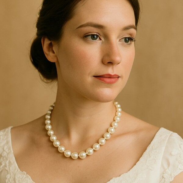 The Colourful Aura Large Ivory Lightweight White Round Pearl Bridesmaid Statement Choker Necklace
