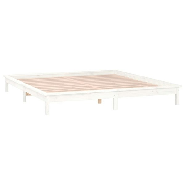 Berkfield LED Bed Frame White 150x200 cm King Size Solid Wood