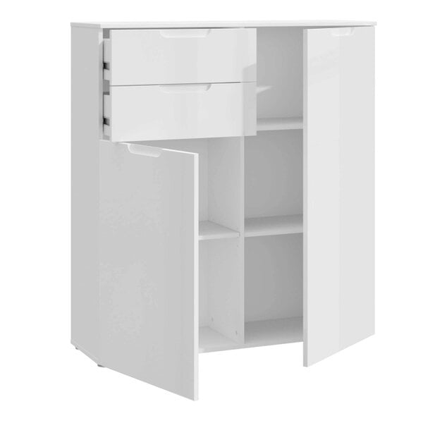 Wyld Haus Leipzig White Gloss Chest of Drawers 2 Doors 2 Drawers