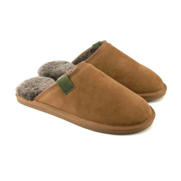 Eastern Counties Leather Mens Tipped Sheepskin Slippers - Chestnut