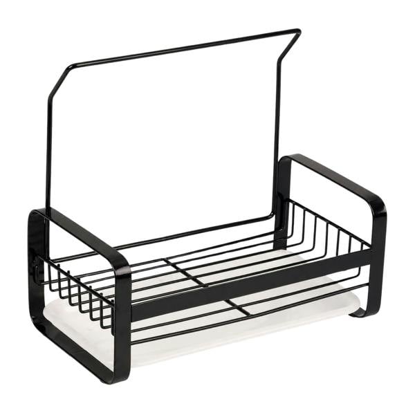 Top 3 Large Kitchen Sink Caddy Organiser with Drying Rack Black