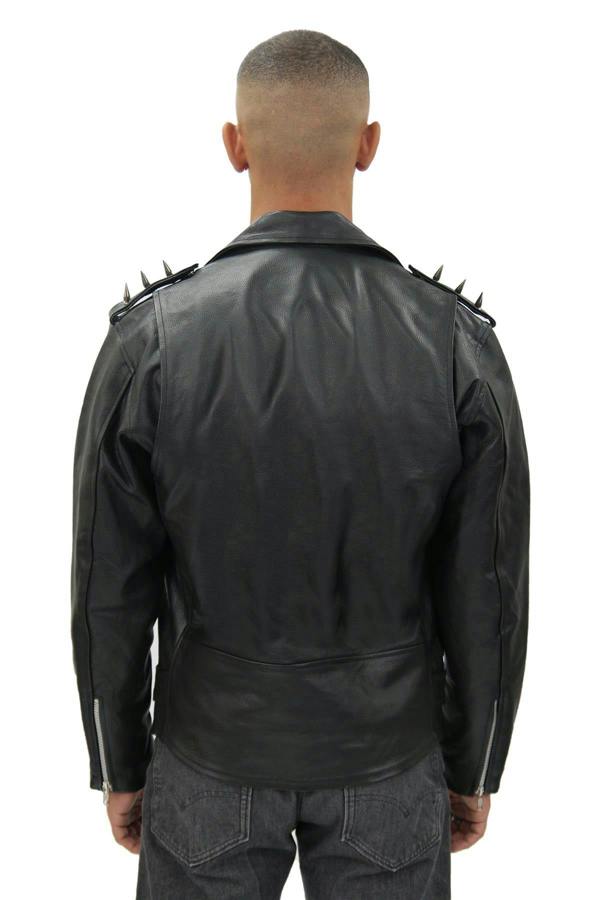 Infinity Leather Men's  Brando  Black ''Ghostrider'' Spiked Leather Biker Jacket-Munich