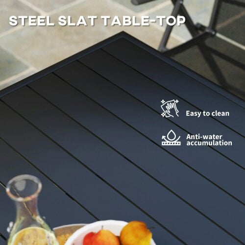 Wyld Haus Nanodor Steel Black Square Outdoor Dining Table With Slatted Top For 4