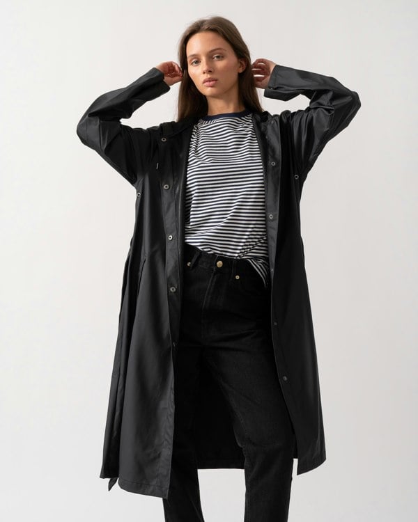 Rains Womens A-Line Longer Jacket - 01 Black
