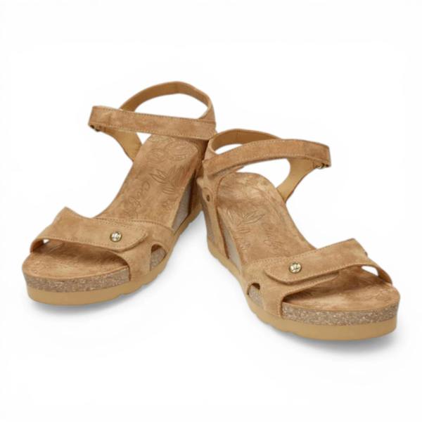 Panama Jack Julia B74 - Women's Wedge Bark Brown Suede Leather Sandals