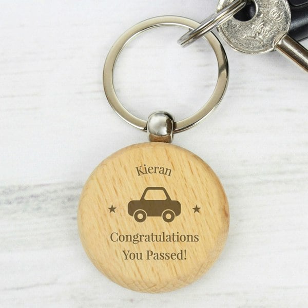 Personalised Memento Company Personalised 'Car Motif' Wooden Keyring