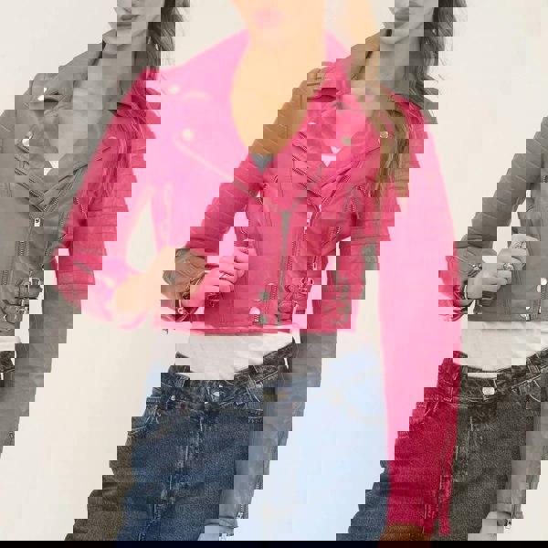 Infinity Leather Women's Real Leather Short Cropped Length Biker Jacket