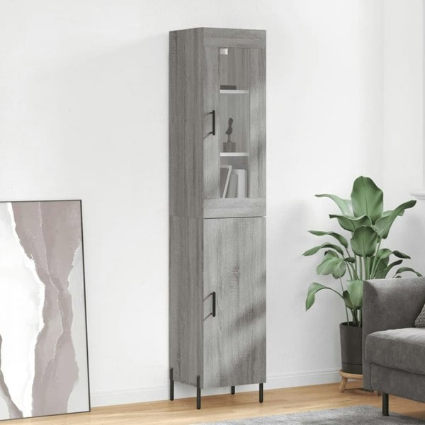 Berkfield Highboard Grey Sonoma 34.5x34x180 cm Engineered Wood