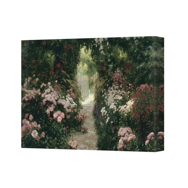 Benjamin Tate Design Canvas Wall Art Garden Path With Roses Landscape Painting Print