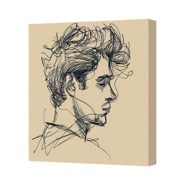 Benjamin Tate Design Contemporary Line Art Portrait Canvas Print With Deep Wooden Frame