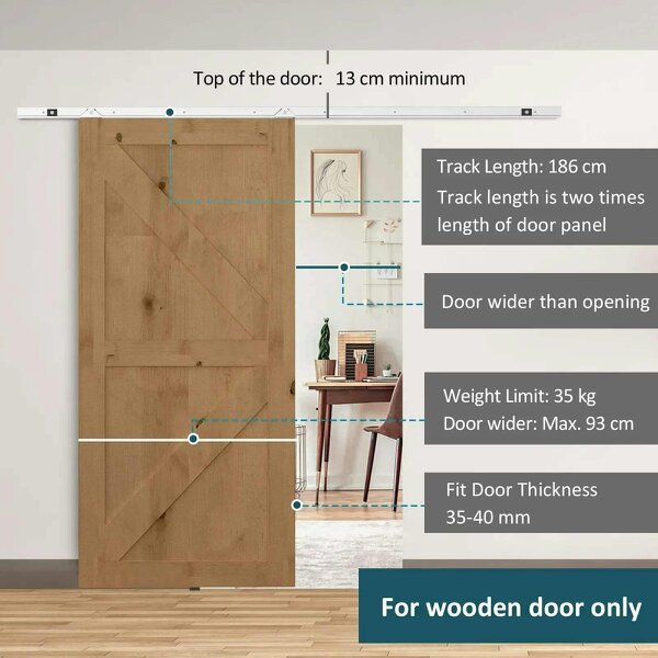 Bobobiy 6FT Modern Sliding Barn Door Closet Hardware Track Kit Track System Unit for Single Wooden Door