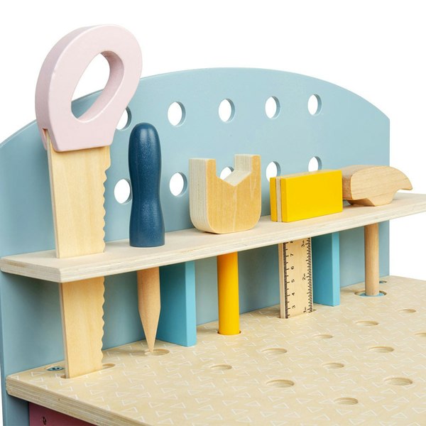 Bigjigs Toys Wooden Tool Bench - 15 Piece Kids Workbench