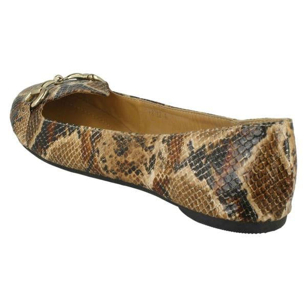 Spot On Ladies Spot On Flat Snake Print Ballerina