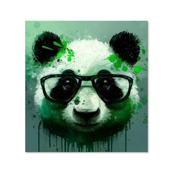 Warren Reed - Designer Panda With Glasses, Green Splashart Kitchen Splashback