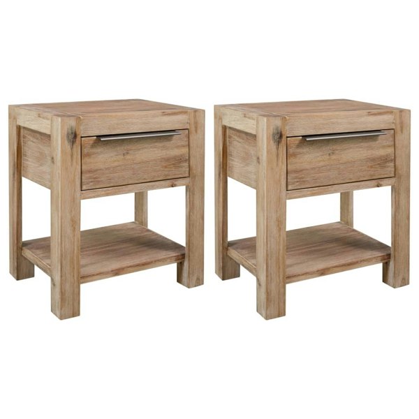 Berkfield Nightstands with Drawers 2 pcs 40x30x48 cm Solid Acacia Wood