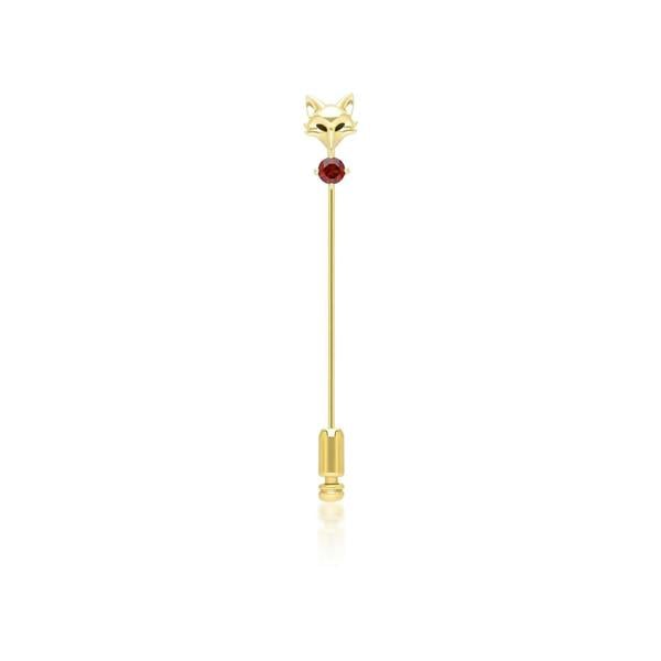 Gemondo Gardenia Garnet Fox Lapel Pin In 9ct Yellow Gold