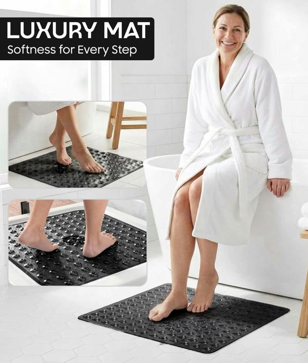 ADOV Square Shower Mat Non Slip Anti Mould, 53 x 53cm Bath Mat for Inside-Shower