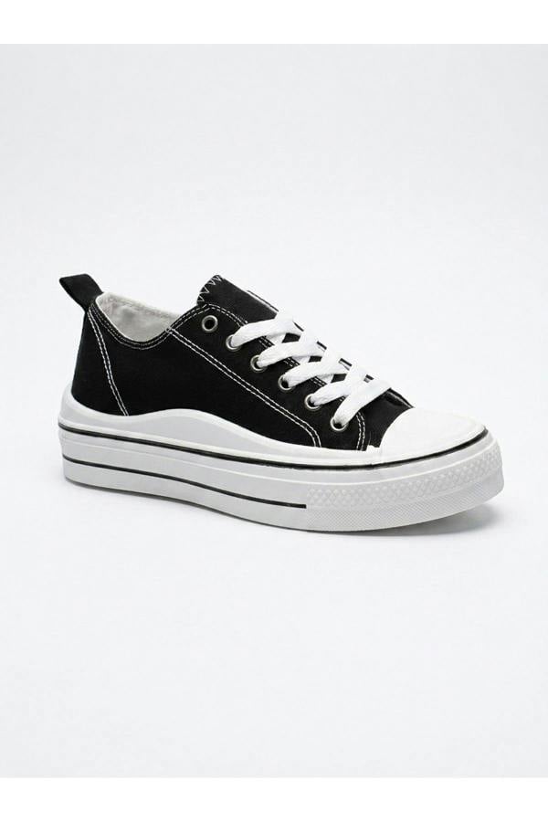 Saoirse Low Top Canvas Trainers - Black
