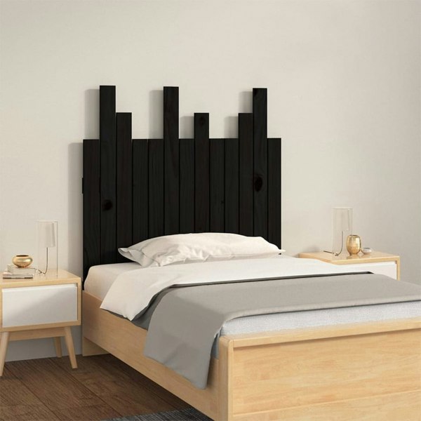 Berkfield Wall Headboard Black 82.5x3x80 cm Solid Wood Pine