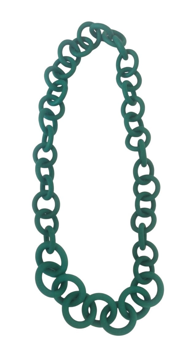 One Of A Kind Club Dark green chunky rubber long necklace