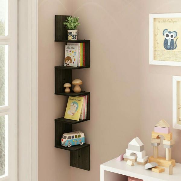 WALPLUS 5 Tier Wall Mount Floating Corner Square Shelf, Espresso perfect for organized storage and display