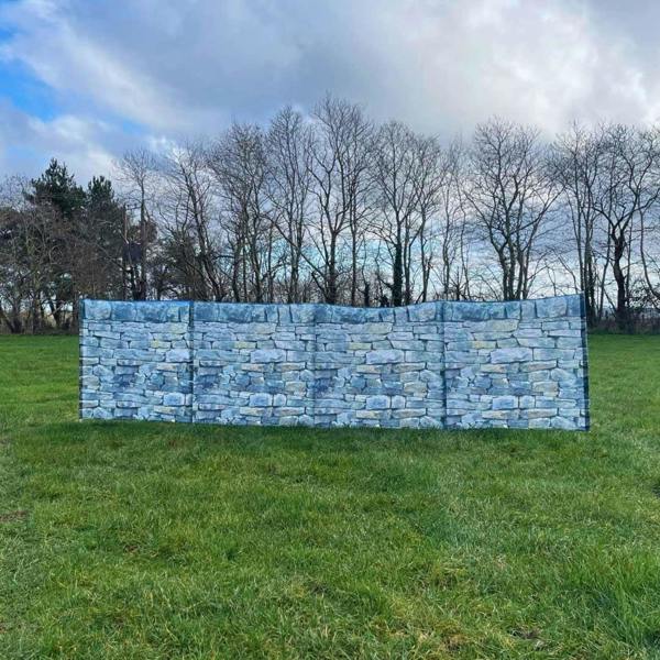 Stone Wall Folding Wooden Windbreaks 5 Pole