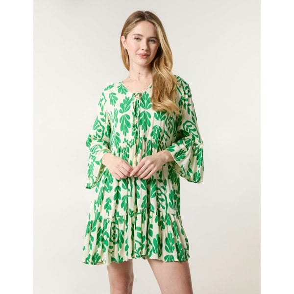 Blue Vanilla Tie Front Smock Dress