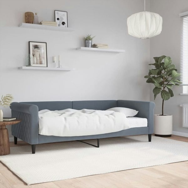 Berkfield Daybed with Mattress Blue Dark Grey 90x190 cm Velvet