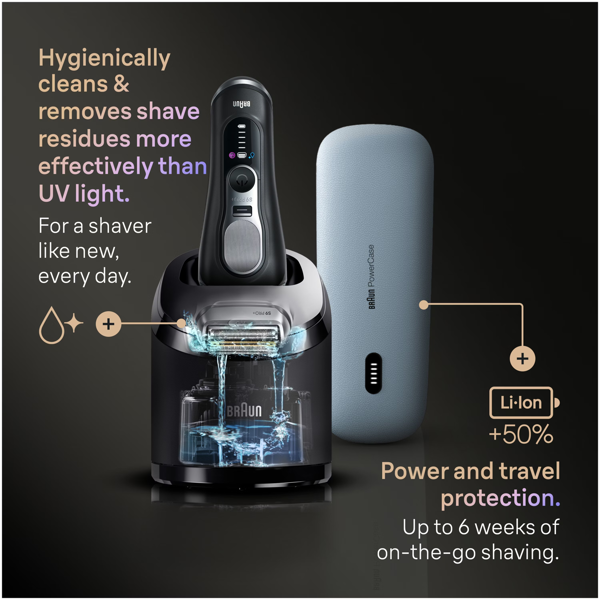 Braun Series 9 PRO+ 9670CC Electric Shaver, Pro SensoAdapt, SmartCare Center - Black