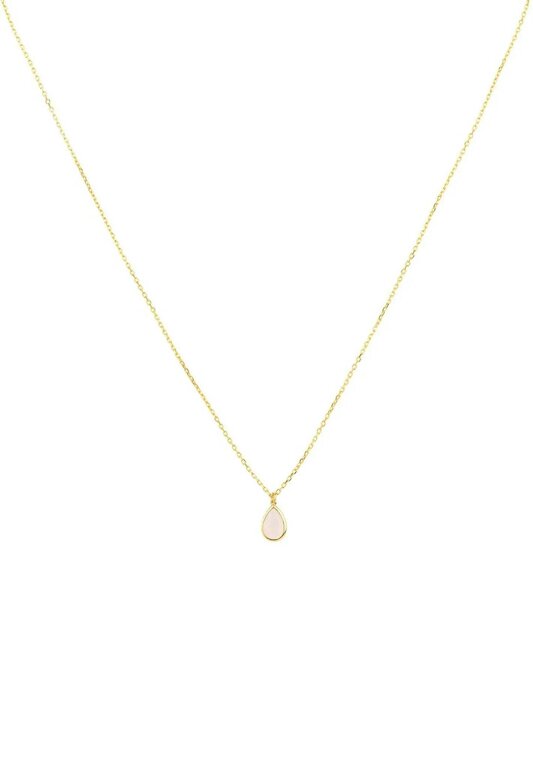 Latelita Pisa Mini Teardrop Necklace Gold Rose Quartz