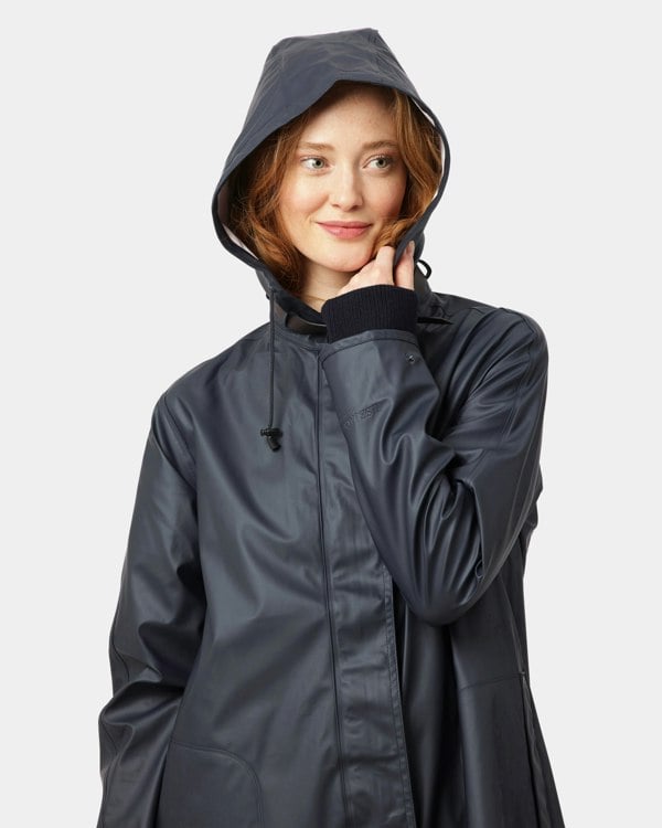 Ilse Jacobsen Rain Womens A-Line Rubberised Raincoat - Dark Indigo 660