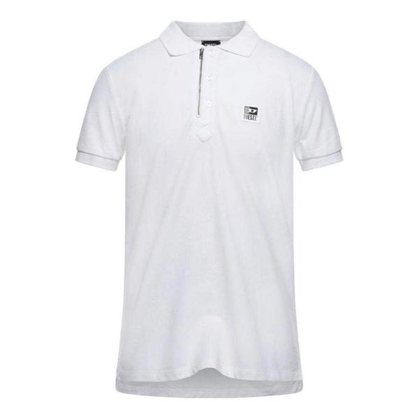 Diesel Mens T-Harry Zip Neck Polo Shirt - White - 