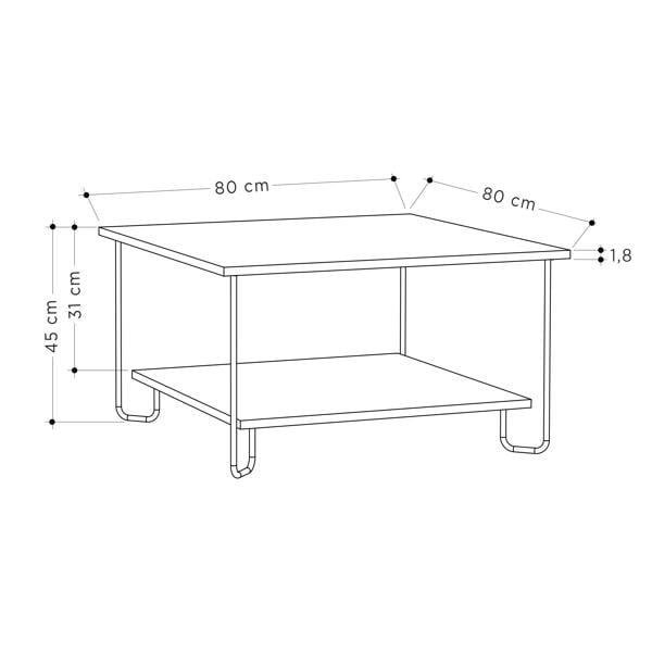 Decortie Marbo Coffee Table with Open Shelf Modern Multipurpose Design H 45cm