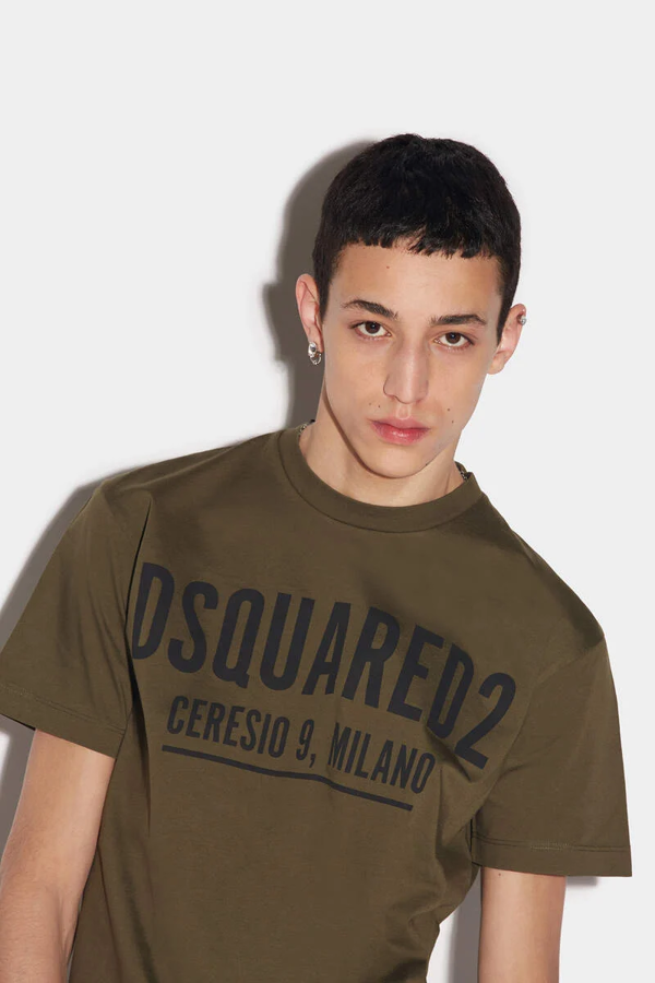 Dsquared2 Cool Fit Large Ceresio 9 Print Logo T-Shirt - Military Green