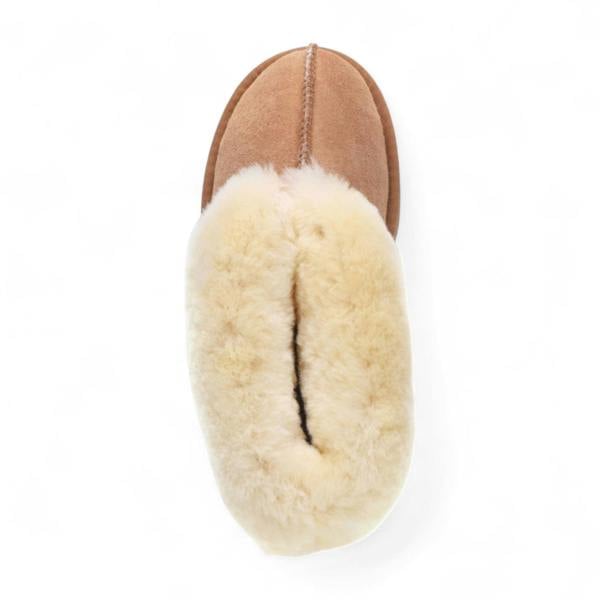 Infinity Leather Women's Sheepskin Suede Ankle Tan Slip-On Bootie Winter - Glacier