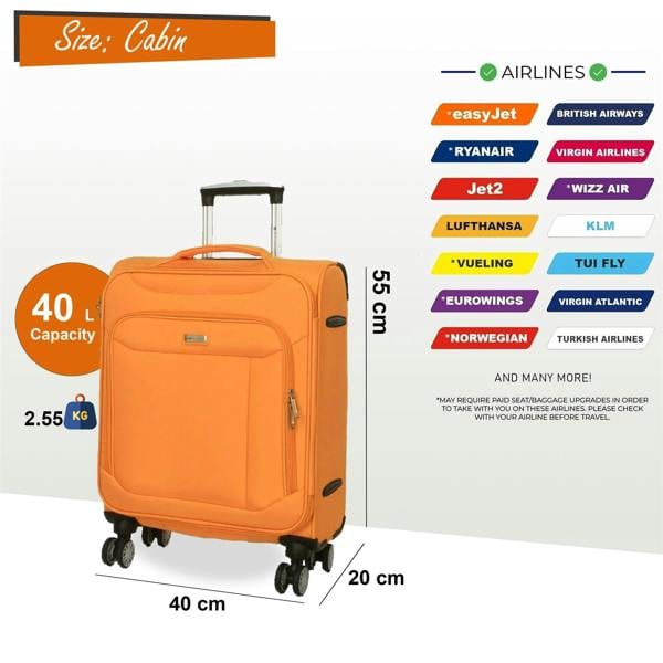 Snowball Soft Lightweight Dual 4 Wheel Suitcase Luggage