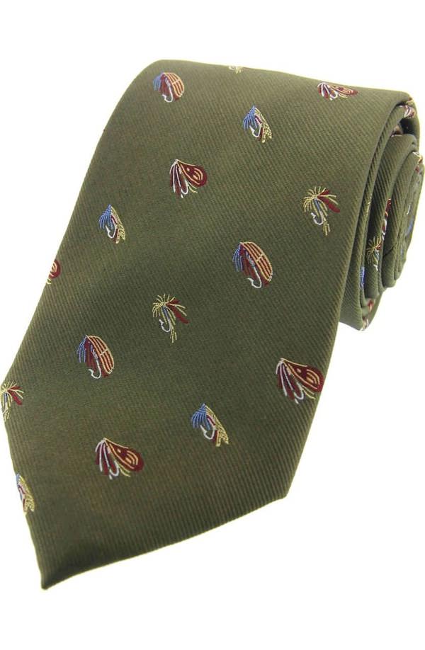 Country Fishing Flies Silk TIe