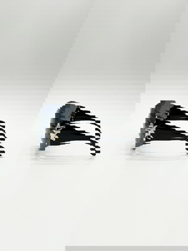 SVNX Wrap Around Racer Sunglasses with Star Hinge Detail in Black