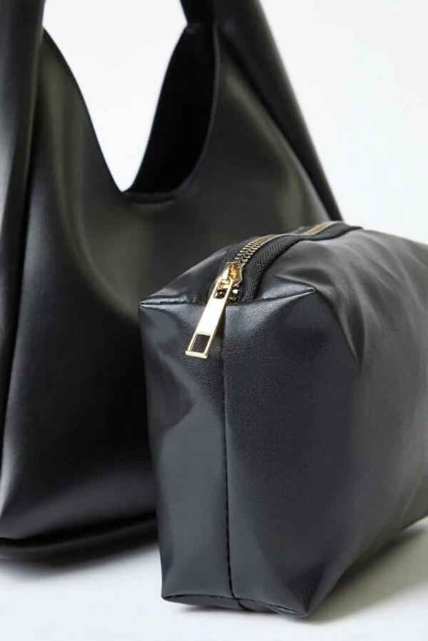 WOVCOR Oval Shoulder Bag with Matching Makeup Pouch