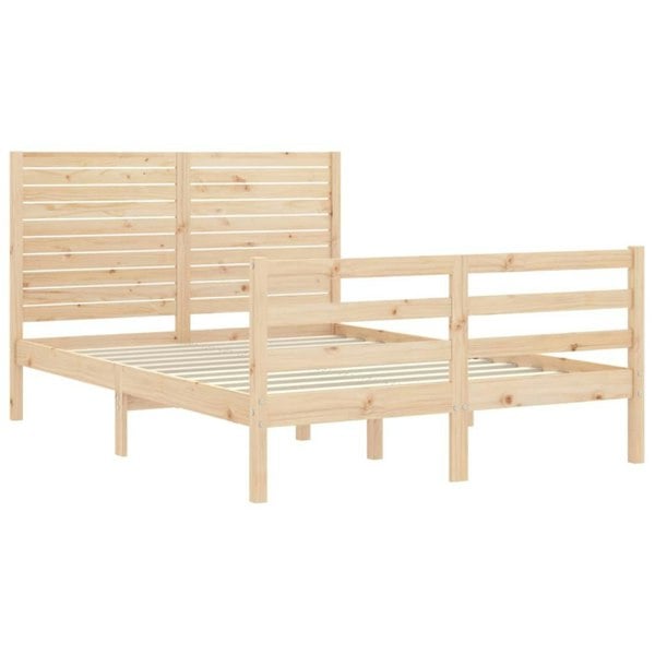 Berkfield Bed Frame with Headboard Small Double Solid Wood