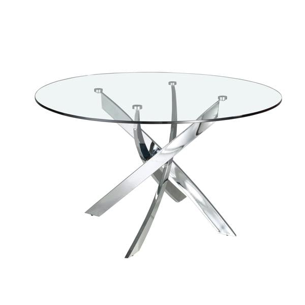 Angel Cerdá Round tempered glass and chrome-plated steel dining table 1061
