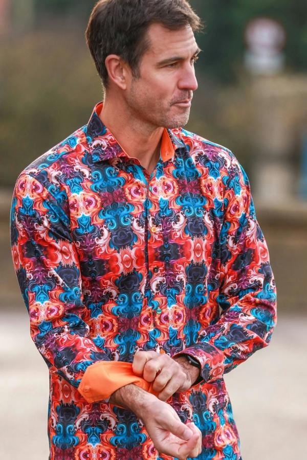 WAVY ORNAMENTS PRINT SHIRT – Premium Men's Patterned Shirt by Claudio Lugli | Bold Design, Tailored Fit, Best Printed Shirts